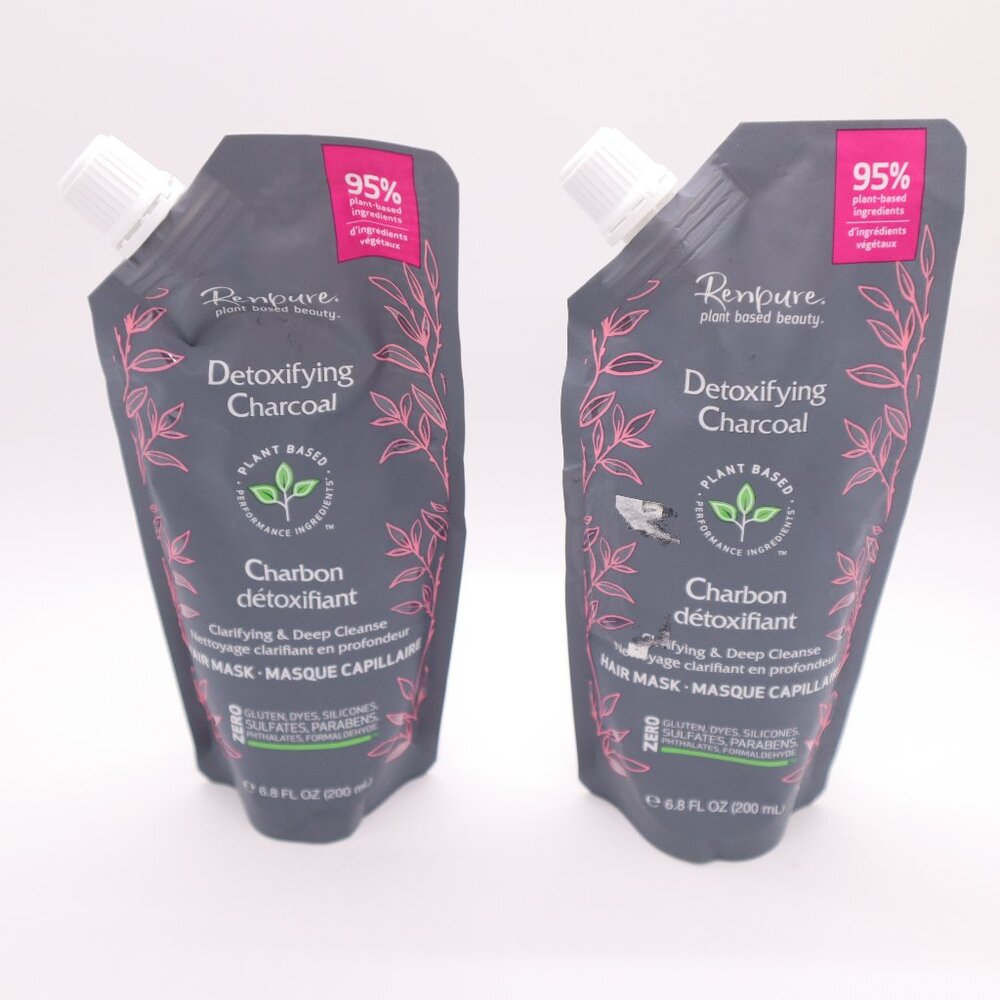 Renpure Hair Mask Detoxifying Charcoal 6.8 fl oz 2 pack new